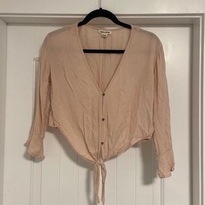 Billabong pink blouse tie front